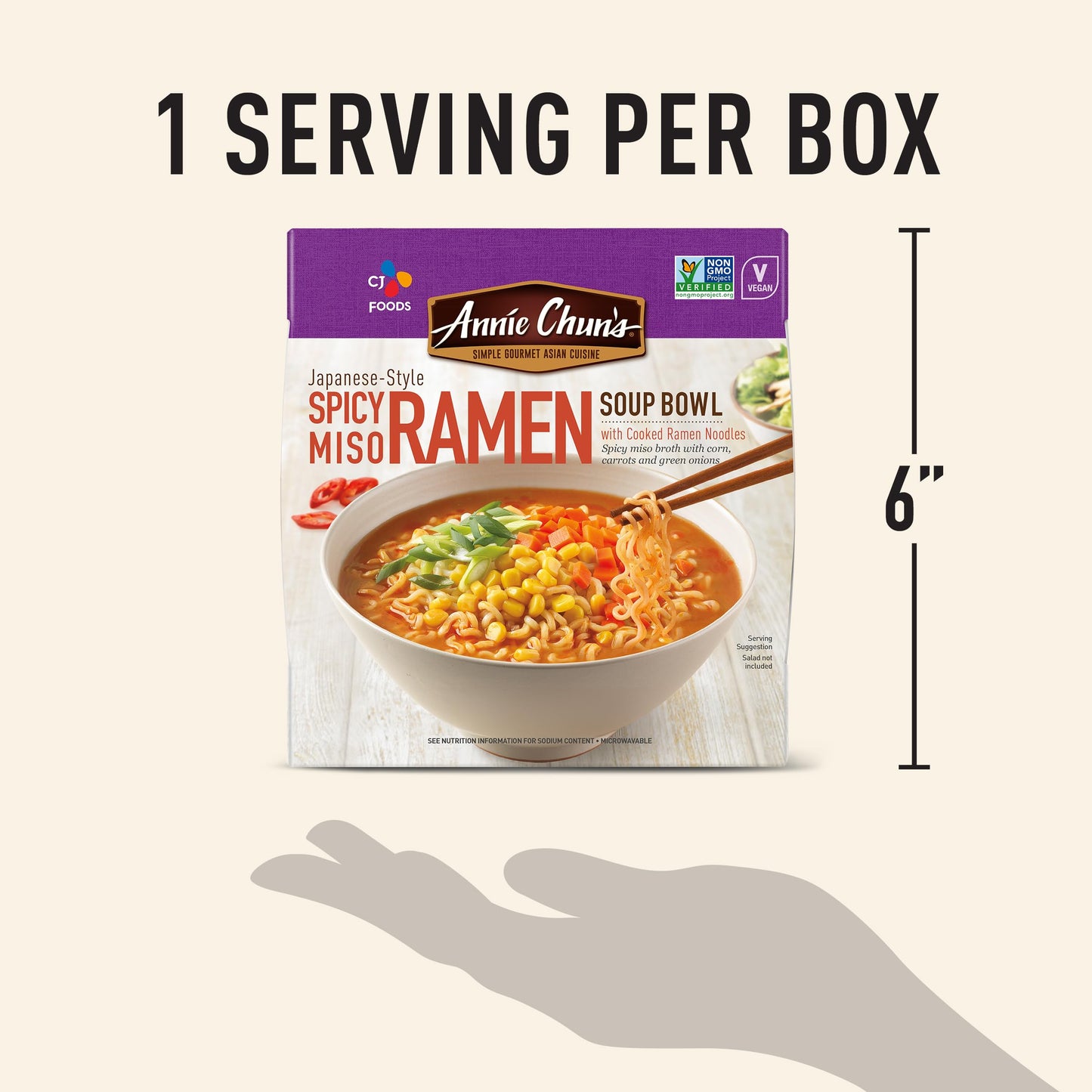 Annie Chun'S - Noodle Soup Bowl, Spicy Miso Ramen Flavor, Instant & Microwavable, Non-Gmo, Hearty & Delicious, 5.4 Oz (Pack Of 6
