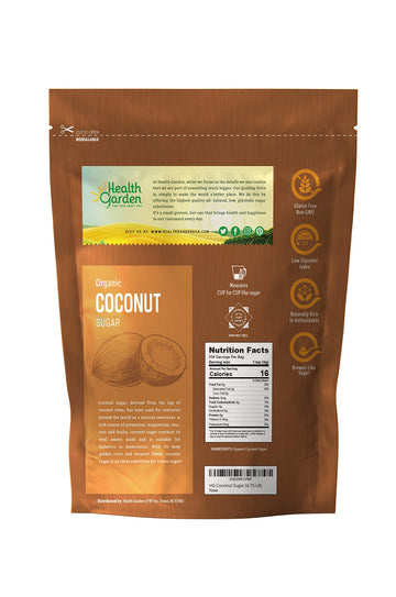 Health Garden Organic Coconut Palm Sugar - Non GMO - Gluten Free -Sweetener Substitute - Kosher - All Natural (4 lbs)