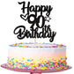 1 Pack Happy 90th Birthday Cake Topper Glitter Heart Star 90 Fabulous Cake Pick Birthday Sign Cake Decorations for Children 90th
