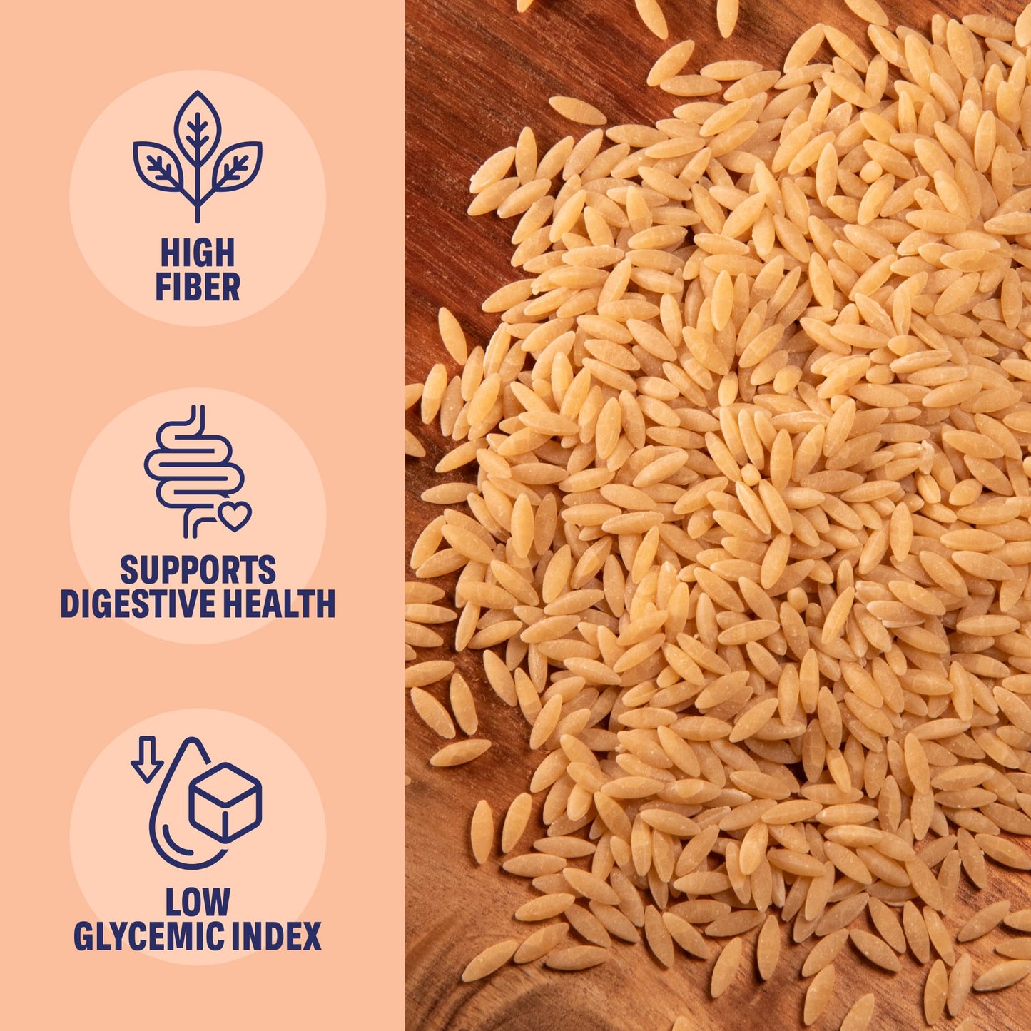 Three Farm Daughters X Molly Yeh High Fiber Orzo Pack, Irresistible, Low Gi, Non Gmo Orzo Pasta Noodles, Low Net Carb, Made In T