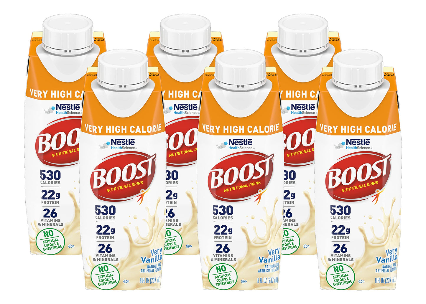 Boost Very High Calorie Nutritional Drink Very Vanilla, Made with Natural Vanilla Flavor & No Artificial Flavors, Colors & Sweet