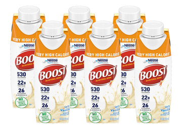 Boost Very High Calorie Nutritional Drink Very Vanilla, Made with Natural Vanilla Flavor & No Artificial Flavors, Colors & Sweet