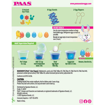 Paas Magic Color Shapes Egg Decorating Kit - Decorate Easter Eggs With Colorful Shapes, Liquid Dye, And 5 Instant Dye Pads