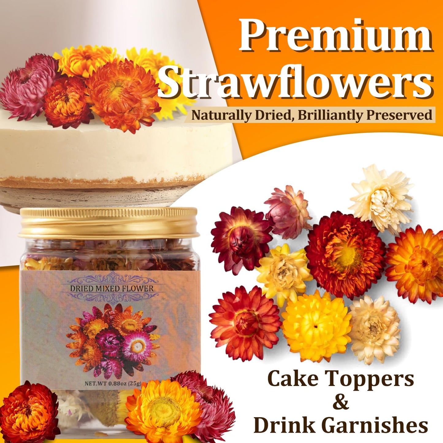 30+ Edible Dried Mixed Flowers - 25g Food Grade Natural Blooms for Cake Decorating  Tea  Cocktails  DIY - Ideal for Cocktail Toppers  Drink Garnish  Bath Soaks - No Additives  Vegan