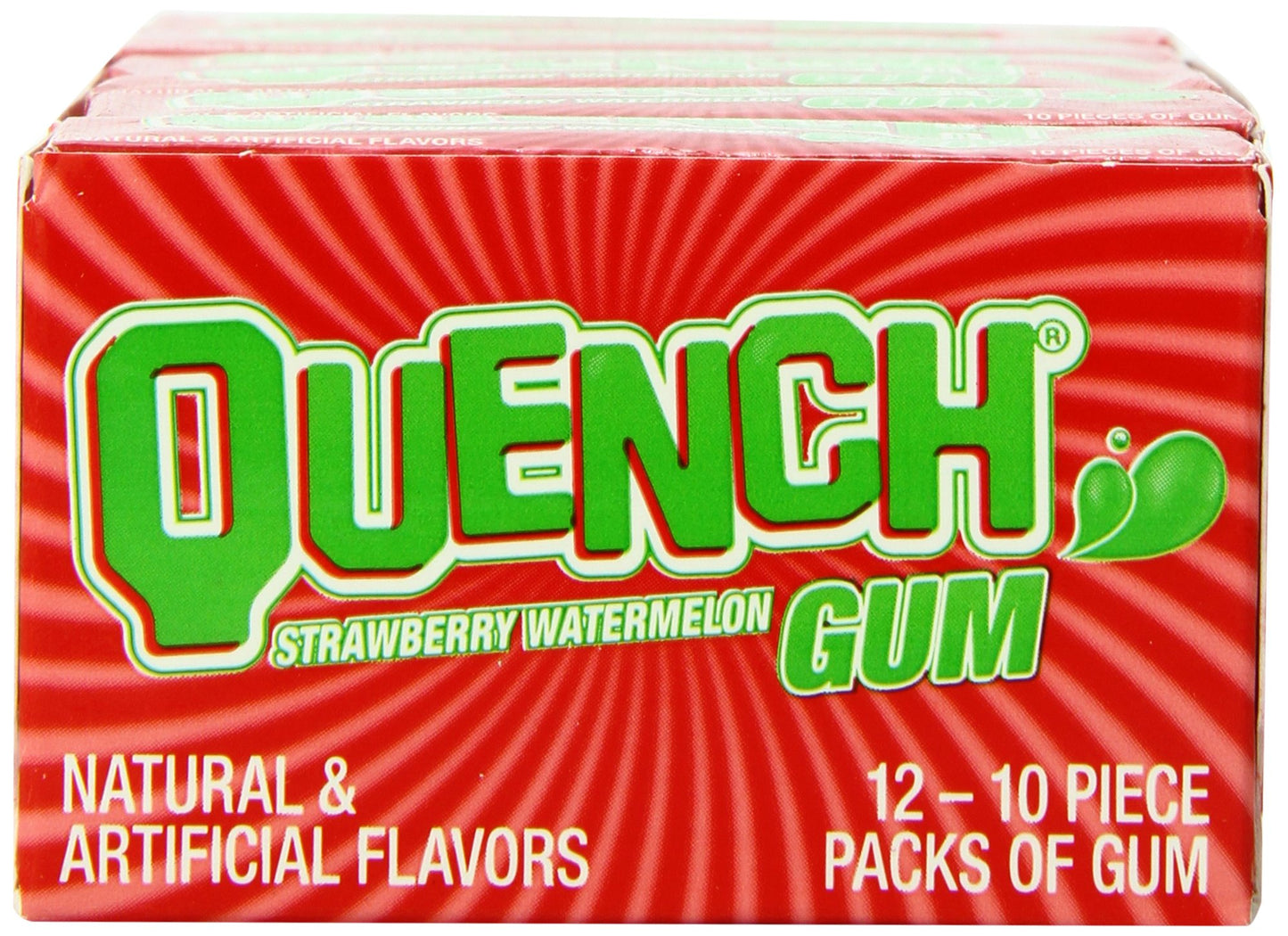 Quench Gum, Strawberry/Watermelon, 10 Count (Pack Of 12)