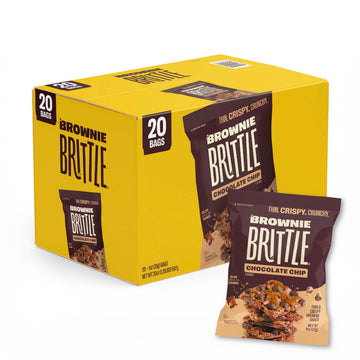 Brownie Brittle - Original Chocolate Chip Thin and Crispy Sweet Snacks (Pack of 20, 1 oz), Rich Gourmet Brownie Bites Dessert