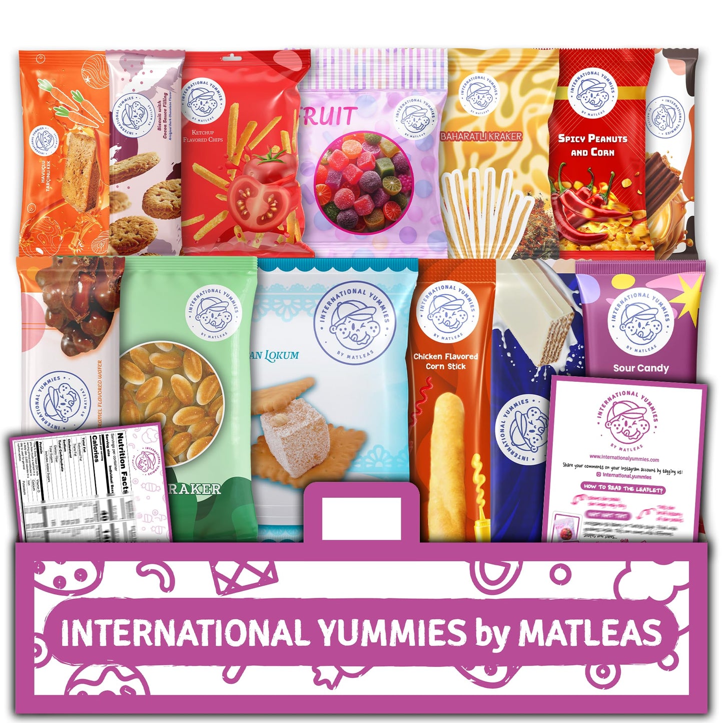 International Yummies Midi Snack Box | 12 Exotic Snacks + 1 Bonus | Purple Theme