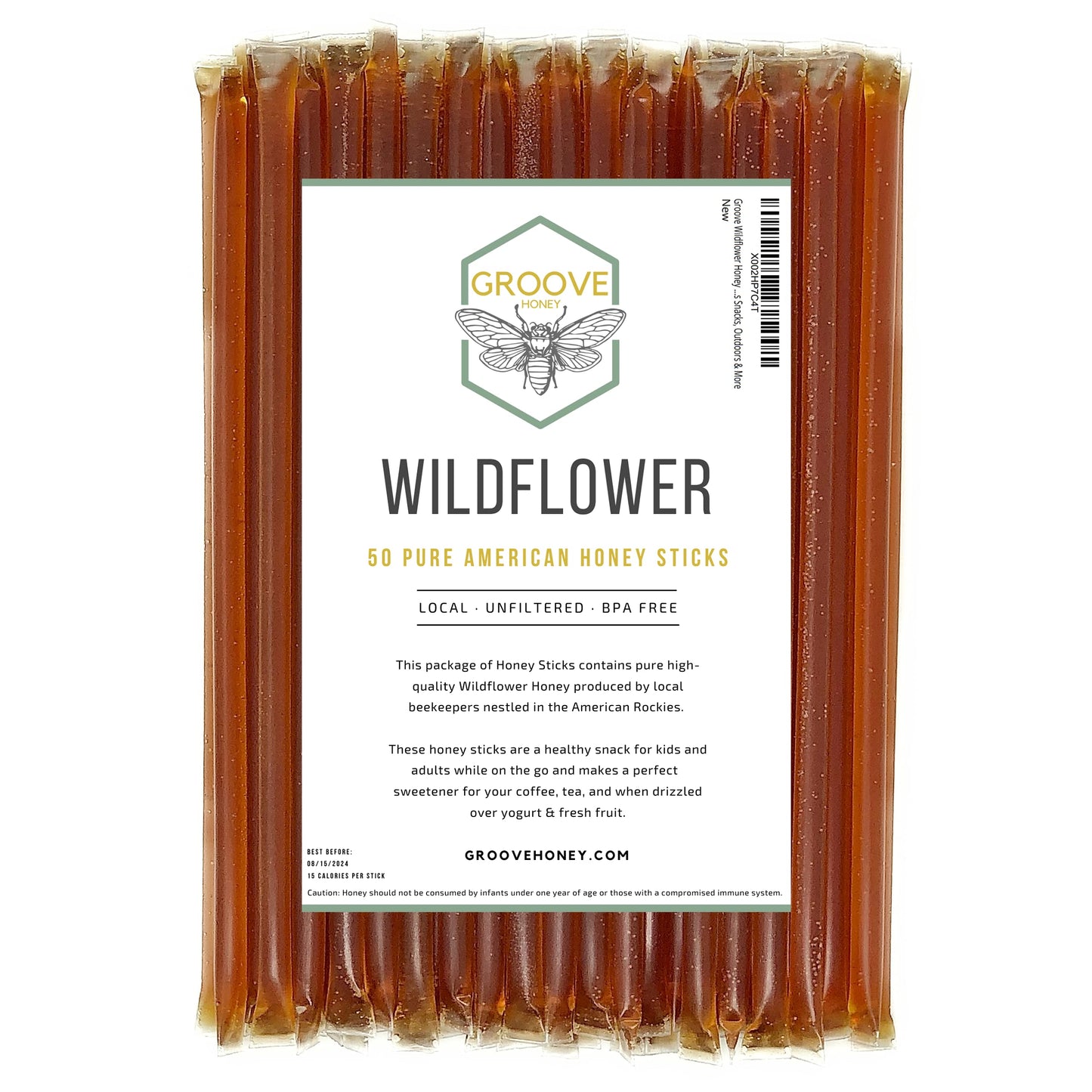Wildflower Honey Sticks For Tea, Travel & Snacks - Premium Grade Pure Honey Packets Are Farm Fresh From Us Beekeepers - Each Hon