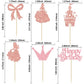 Gyufise Princess Cupcake Toppers, 24Pcs Glitter Castle & Bowknot Decorations, Rose Gold, 2.4x3.9 inches, for Birthday & Baby Shower Parties