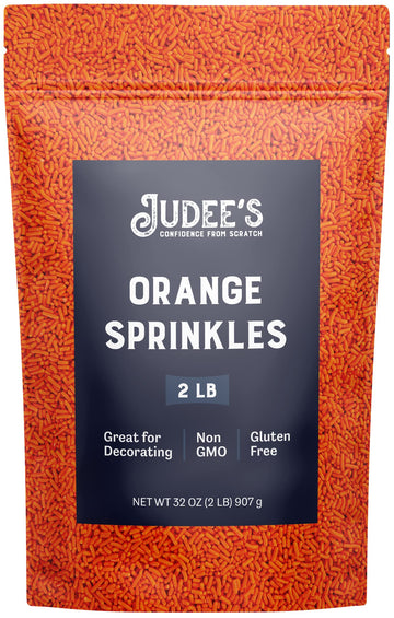 Judee's Gluten Free Orange Sprinkles 2 lb - Gluten-Free and Nut-Free - Brighten Up Your Baked Goods - Great for Cookie and Cake 