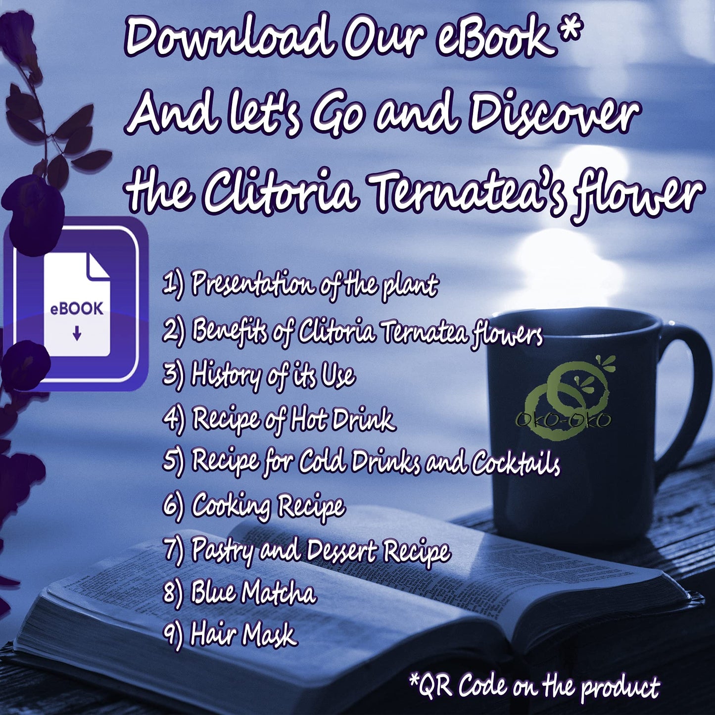 oko-oko Butterfly Pea Tea - Premium Whole Dried Flower - 3.5 Oz - Kraft Resealable Bag