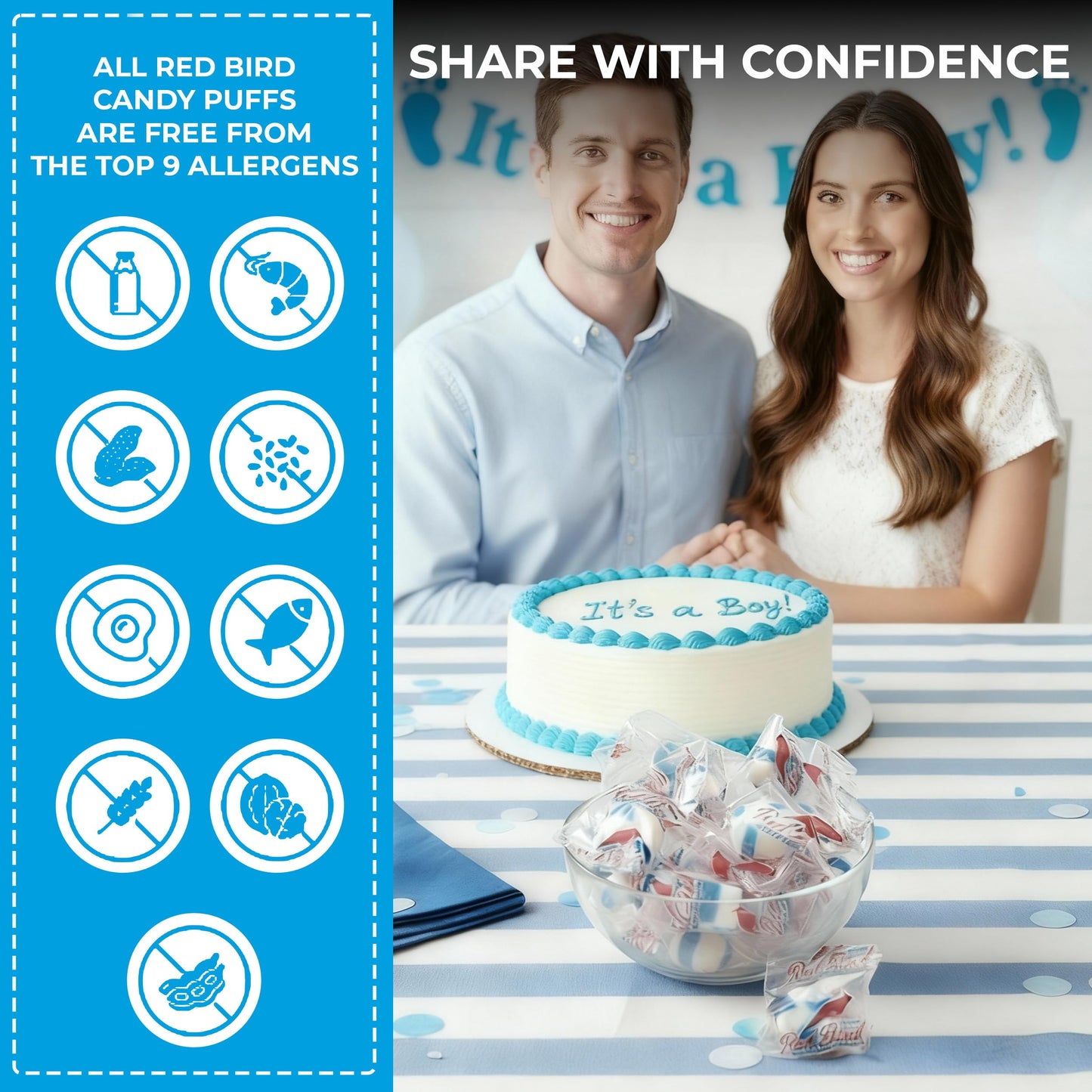 Red Bird Blue Raspberry Candy, Individually Wrapped, Unique Candy, 52 oz Tub