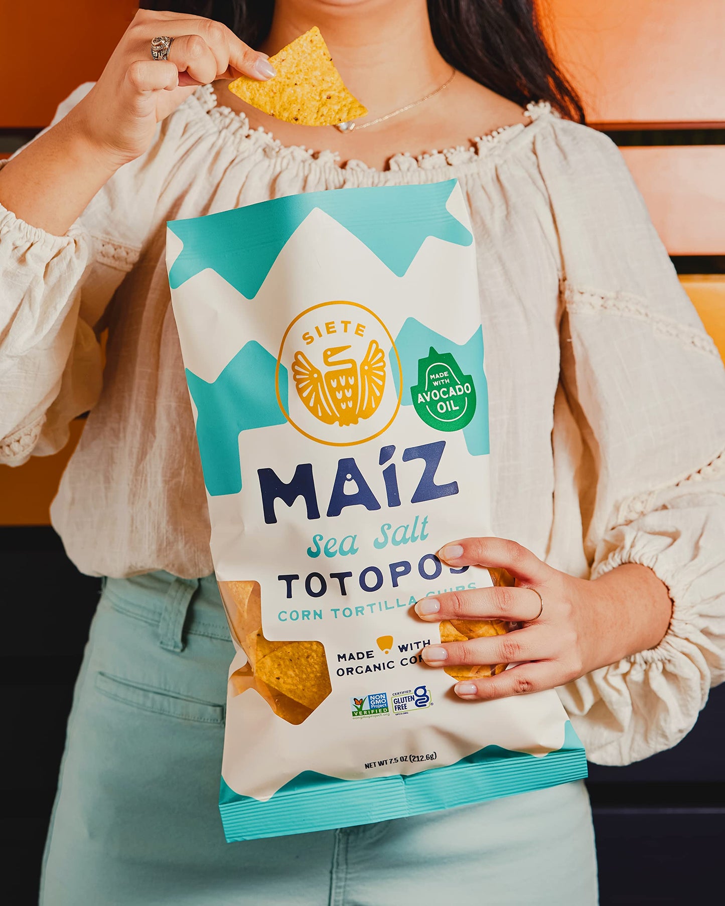 Siete Maiz Totopos Corn Tortilla Chips | Sea Salt | Gluten Free Chip | Vegan Snacks | Non Gmo & Organic Corn Chip | Made With Av