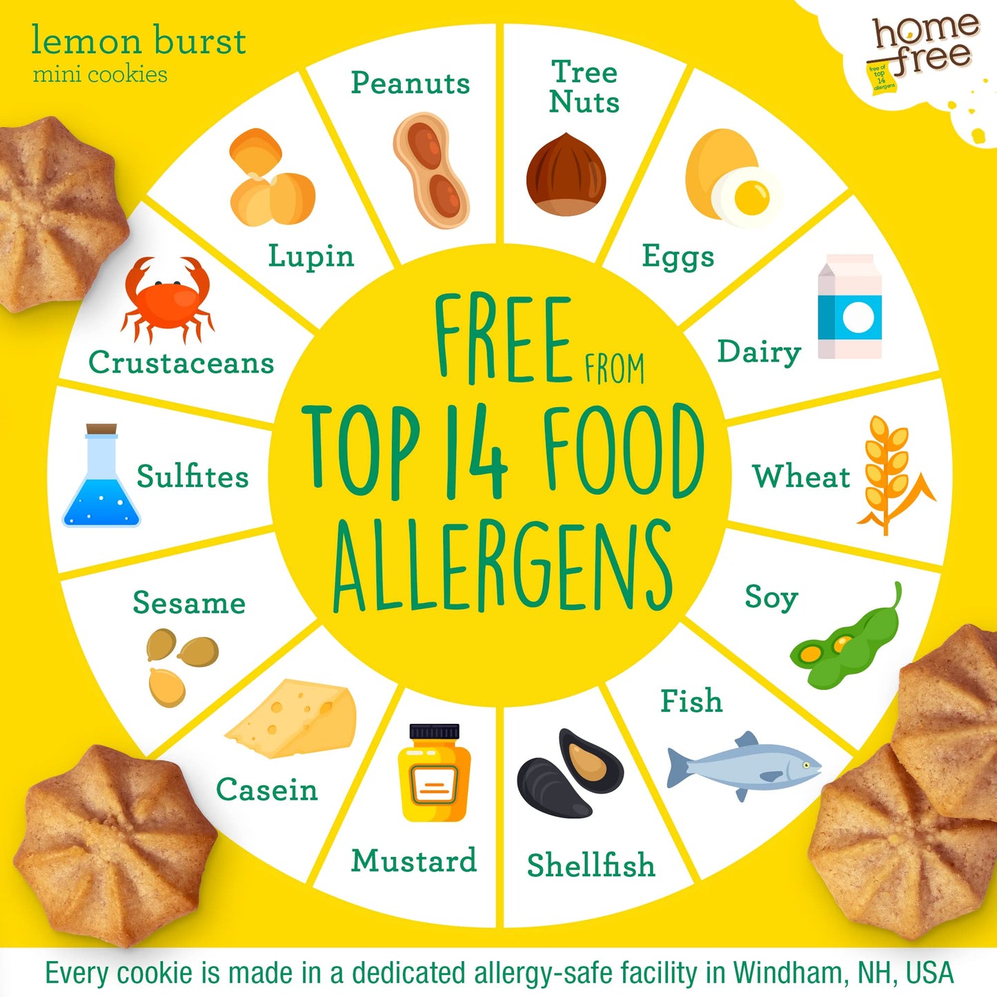 Homefree Treats You Can Trust Gluten Free Mini Cookies, Single Serve, Lemon Burst, 1.0 Ounce (Pack Of 10)…