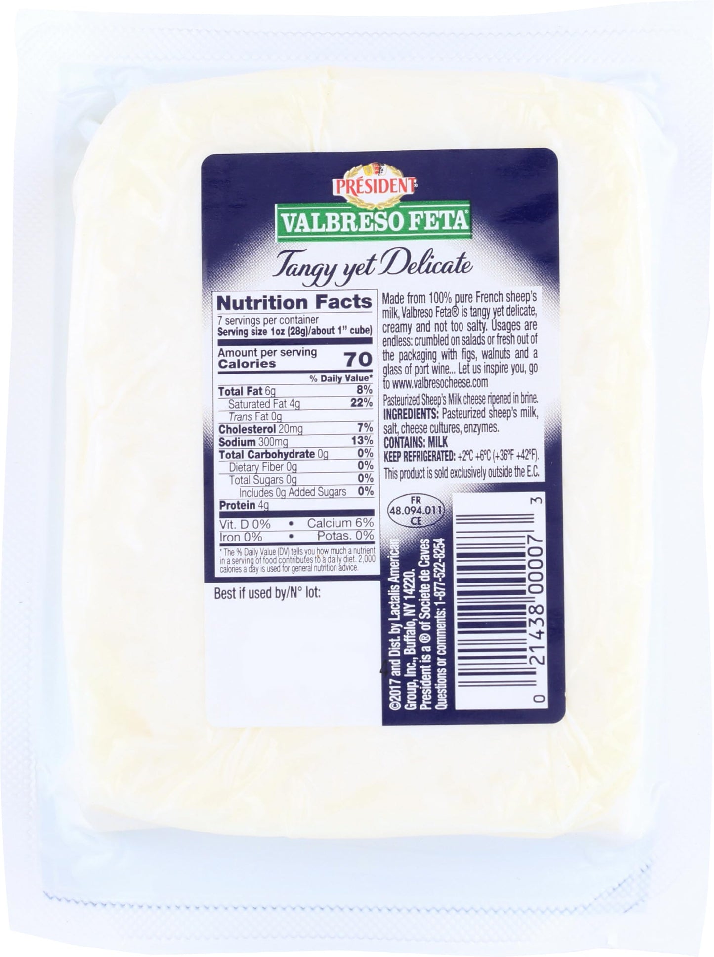 Valbreso, Feta Cheese, 7 oz