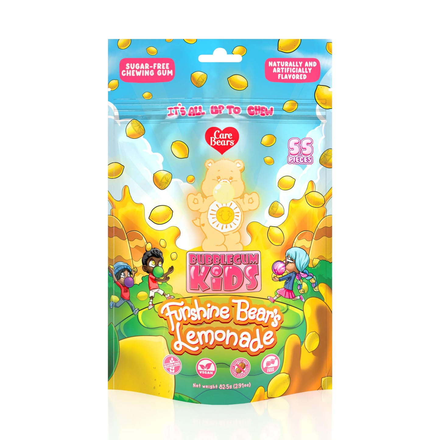 Bubblegum Kids Sugar Free Gum - For Kids and Adults - Care Bears Xylitol Chewing Gum Sugar-Free - Aspartame Free, Vegan Friendly