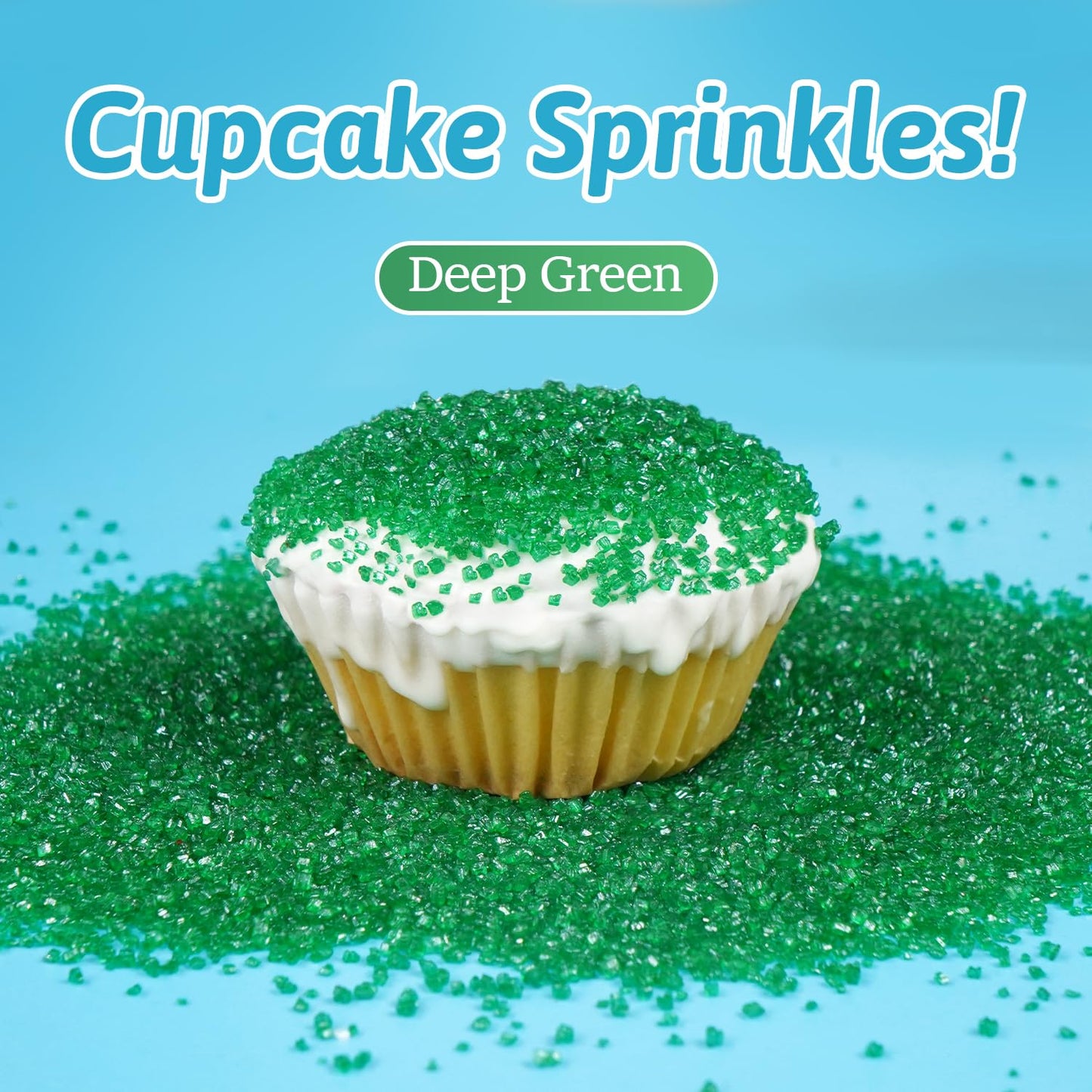 Easter Green, Sanding Sugar Sprinkles, Food Grade, 150G, Green Sprinkles For Cake Decorating, Donut, Cupcake, Ice Cream, Wedding