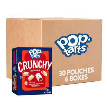 Pop-Tarts Crunchy Poppers Crunchy Filled Snack Pieces, Kids Snacks, On-The-Go Snacks, Frosted Strawberry Crunch (6 Boxes, 30 Pou