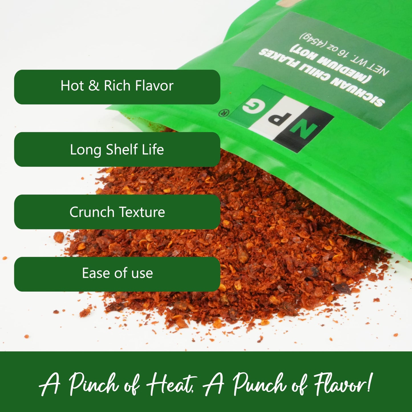 Npg Authentic Sichuan Chili Flakes 16 Ounces, Medium Hot, Szechuan Crushed Red Pepper Flakes Bulk, Essential Spice Seasoning For