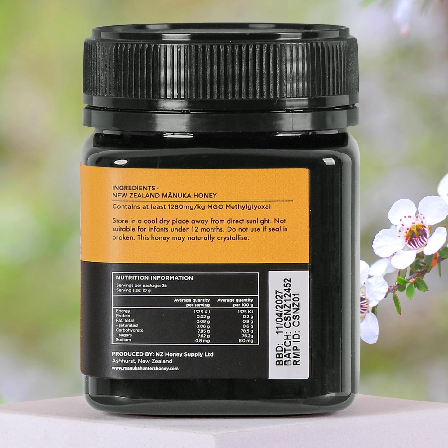 Manuka Hunters Manuka Honey UMF 26+/MGO 1280+ 100% Pure Natural Sweetener 8.8oz/250g Jar Gluten & Dairy Free