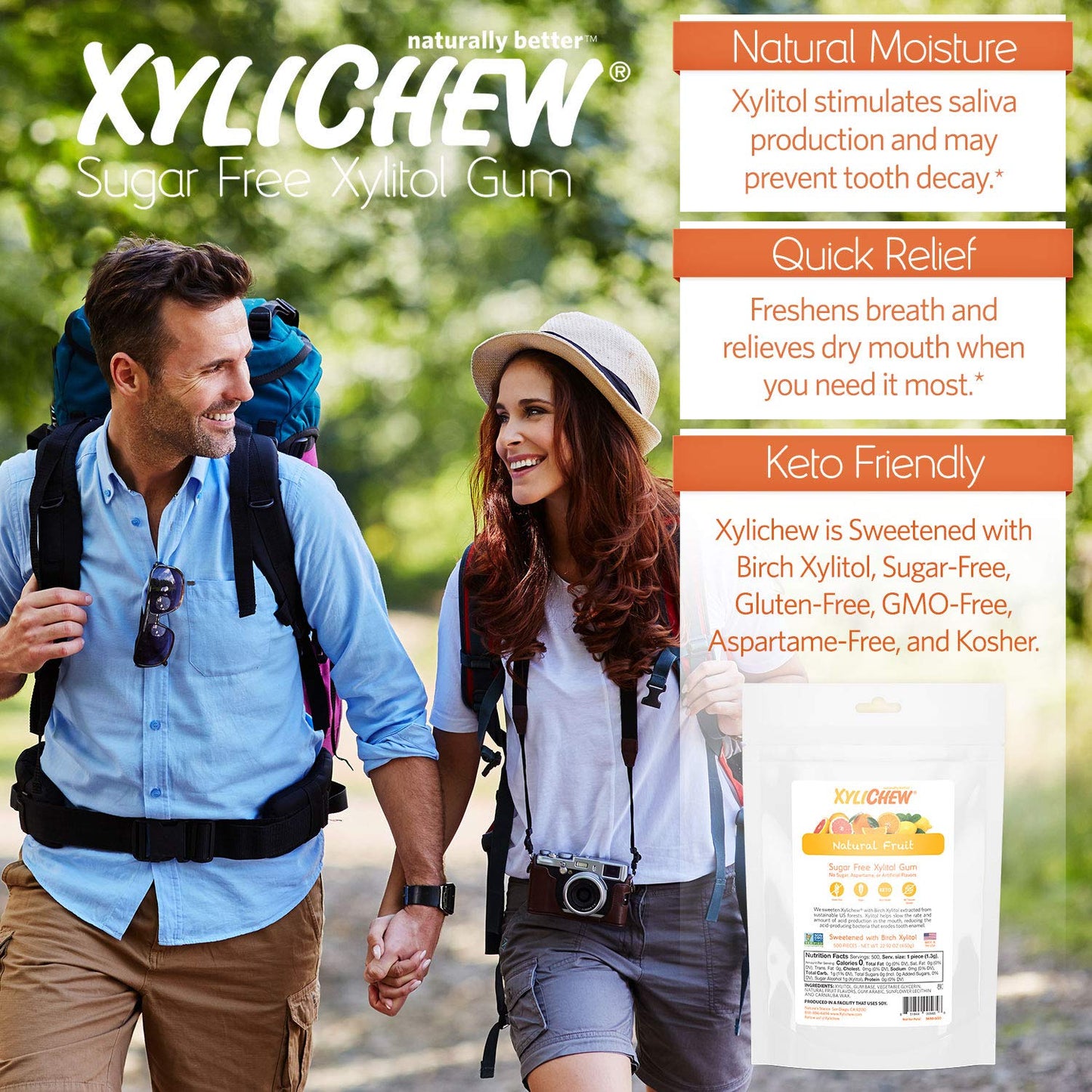Xylichew Chewing Gum - 100% Xylitol, Non-GMO, Sugar-Free, Gluten-Free, 500 Count