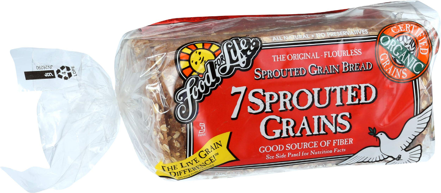 Food For Life Flourless Sprouted Grain Bread, 7 Grain, 24 oz (Frozen)