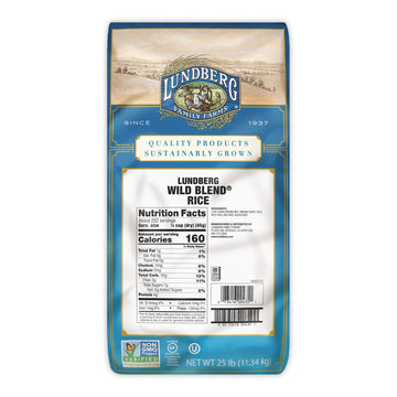 Lundberg Family Farms - Wild Blend Rice, Bulk Rice, Pantry Staple, Great For Cooking, Versatile, Rich Color, Full-Bodied Flavor, Whole Grain, Non-Gmo, Gluten-Free, Vegan, Kosher (25 Lb)