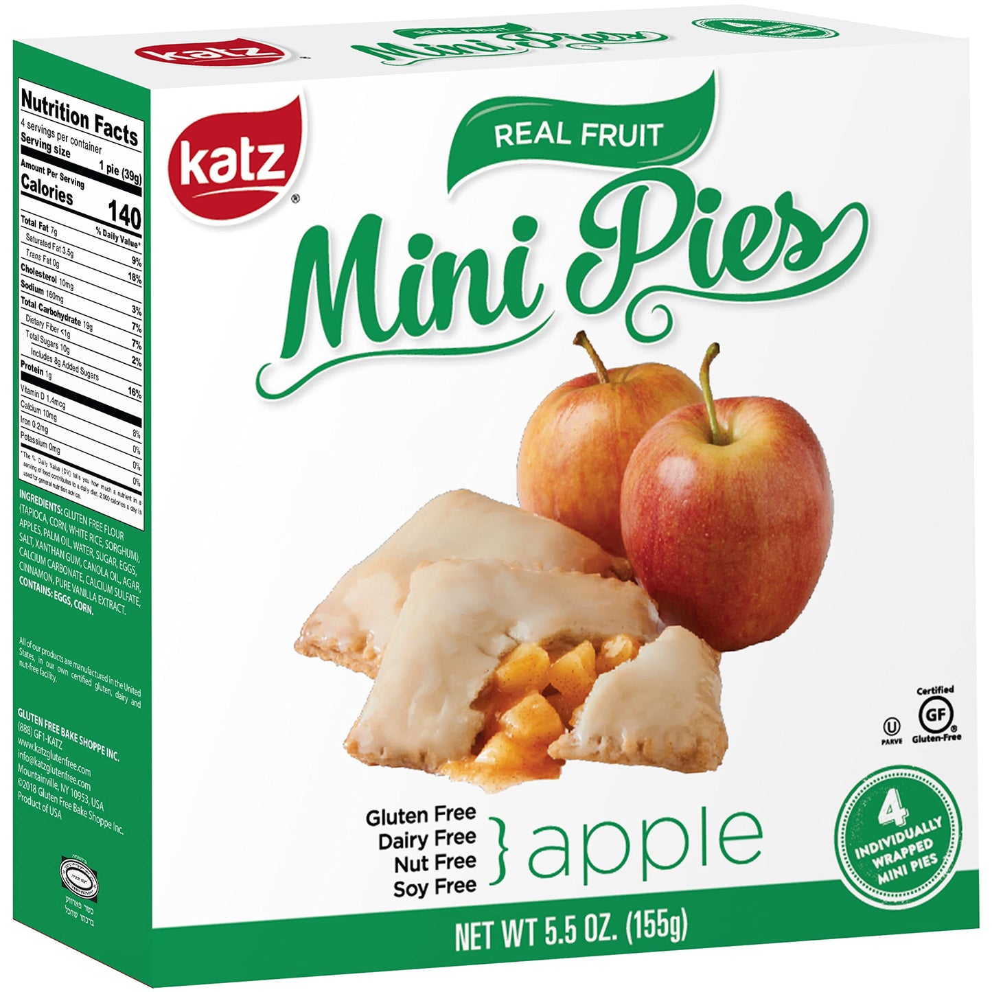 Katz Gluten Free Mini Apple Pie With Homemade Apple Filling, Free Of Dairy, Soy, Tree Nuts And Peanuts, Kosher 5.5Oz (3 Pk)