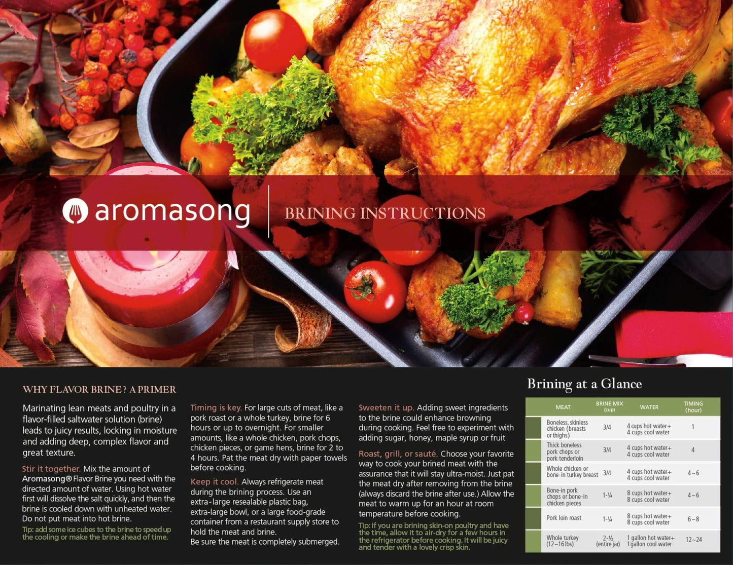 Aromasong Turkey Brine - 100% Natural Herbs De Provence - 35 Ounce - Model YAMOOCO - For Wet & Dry Brining, Made in USA