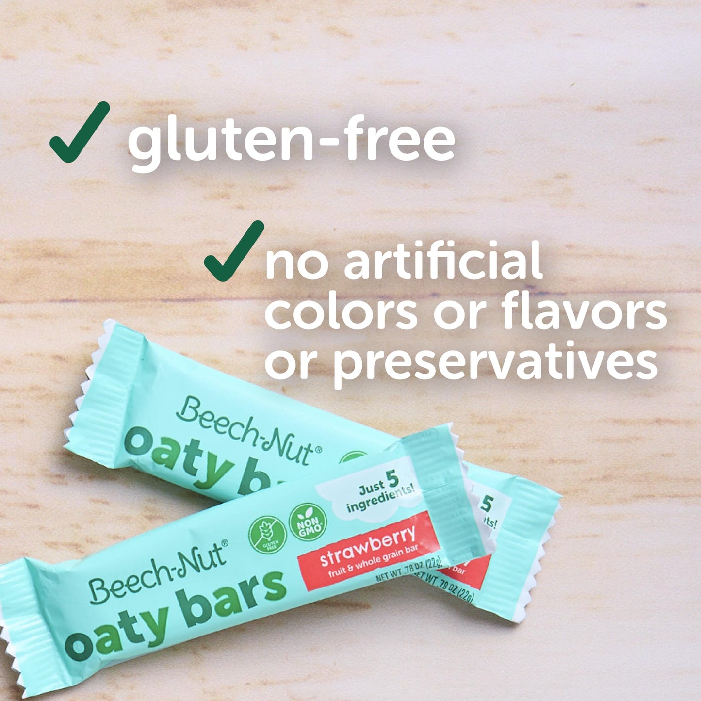 Beech-Nut Toddler Snacks Oaty Bars Granola Bars for Babies & Toddlers, Fruit & Whole Grain Strawberry Snack Bar, Gluten Free Tod