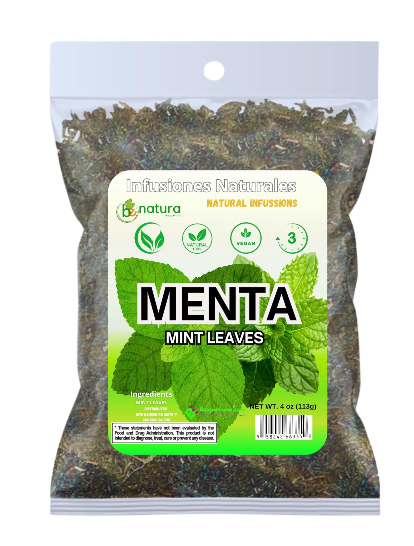 Menta Seca (Dried Mint Leaves Spearmint) 4Oz |%100 Natural, Non-Gmo, Gluten Free, Crushed Peppermint For Tea & Seasoning +Tea St