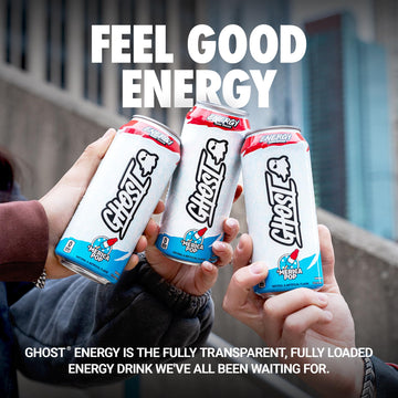 GHOST Energy Drink - 12-Pack, Merica Pop, 16oz Cans, 200mg Natural Caffeine, Gluten-Free, Vegan