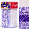 Sprinkles for Cake Decorating Edible Purple and White Jimmies Nonpareils Sugar Pearl Sprinkles Mix for Cookie Ice Cream Candy Ch
