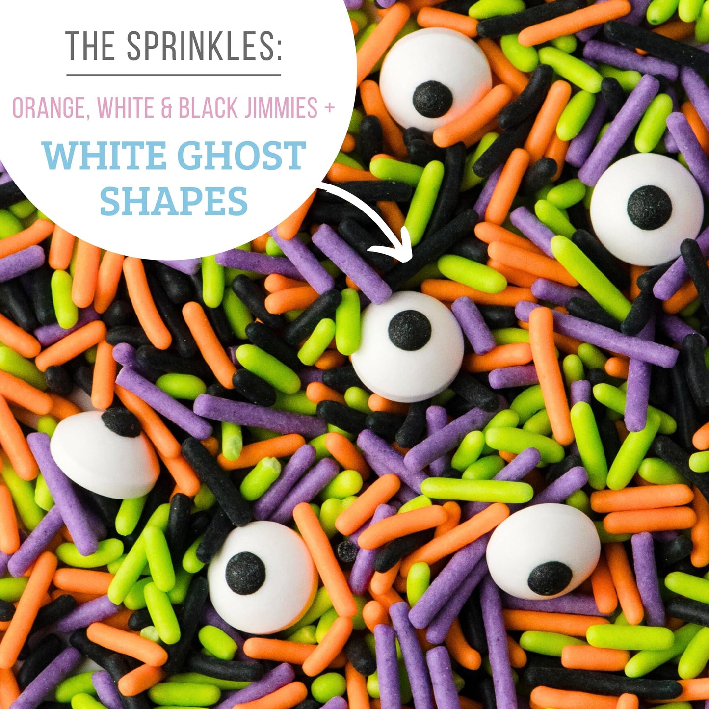 Halloween Frosting Kit with Sprinkles & Eyeballs - 11.31 oz Decorating Set with 3 Frosting Tubes (Orange, Black, White), 4 Nozzl