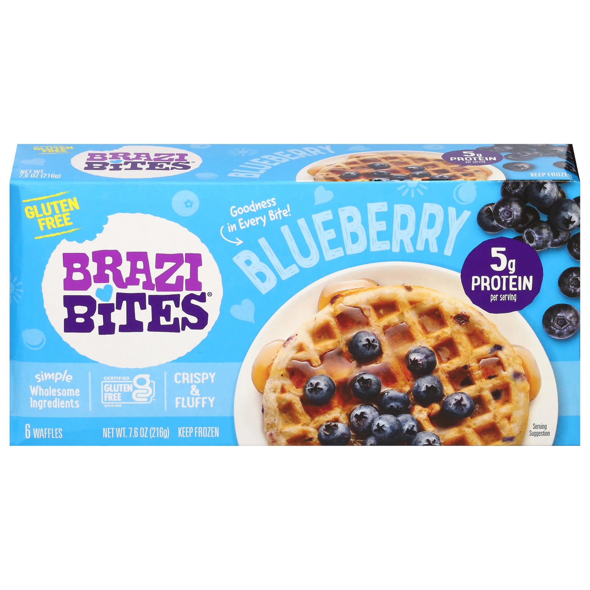 Brazi Bites Blueberry Waffles, 7.6 Oz