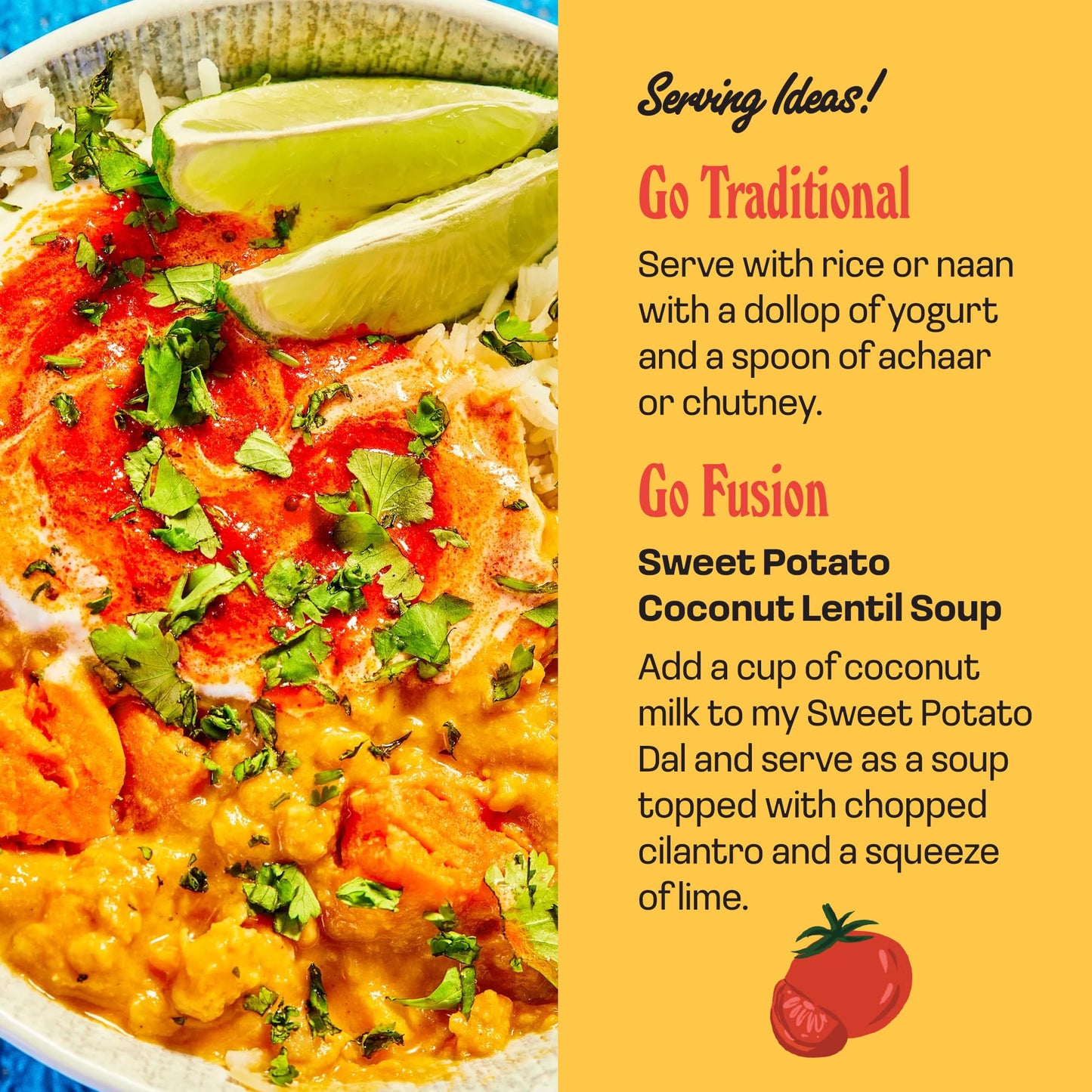 Brooklyn Delhi Sweet Potato Coconut Dal Pouches - Ready To Eat, Protein-Rich, Microwavable Entree, Ready In 90 Seconds - Vegan,