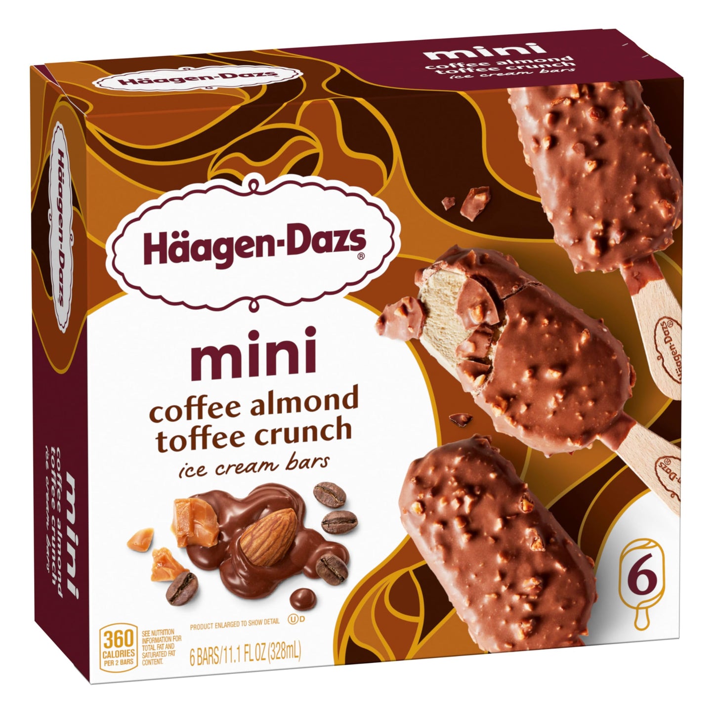 Haagen-Dazs Snack Size Ice Cream Bars,6 Count (Frozen), Coffee Almond Crunch,