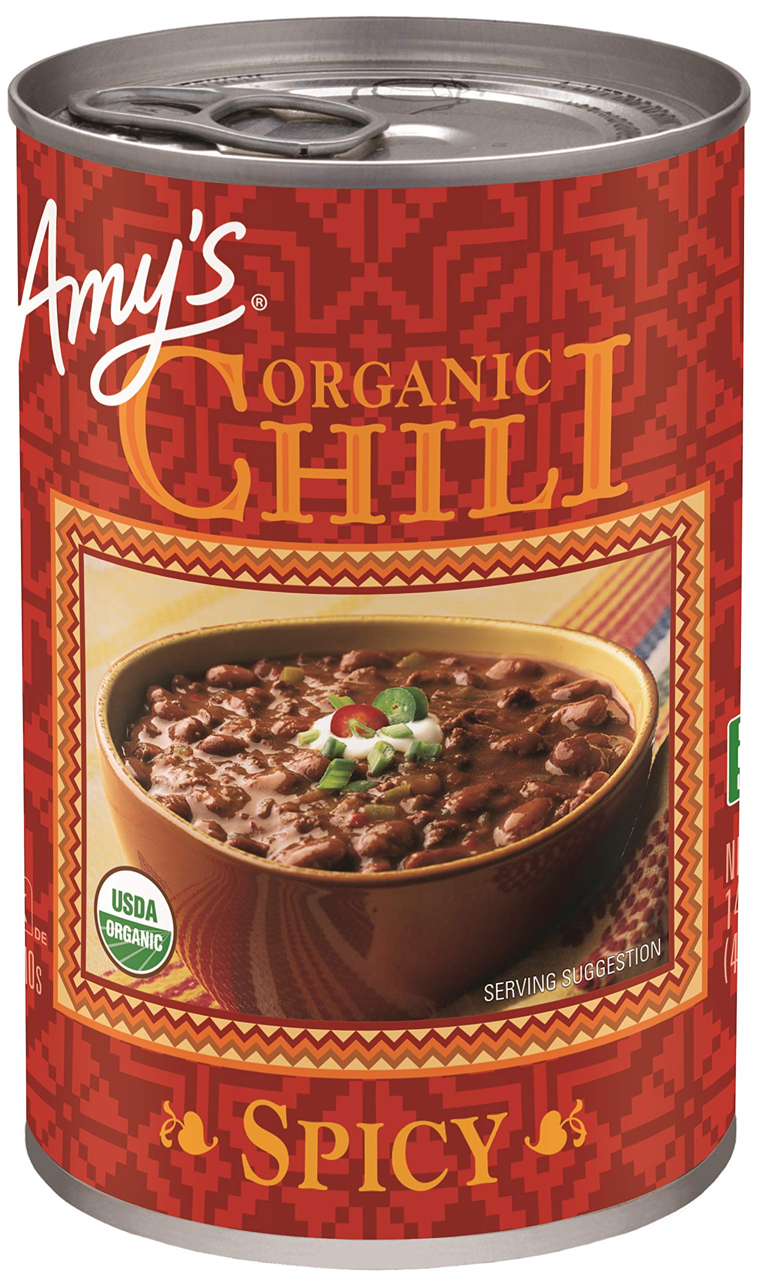 Amys Organic Chili, Vegan Spicy Chili, Gluten Free, Made With Red Beans and Tofu, 14.7 Oz