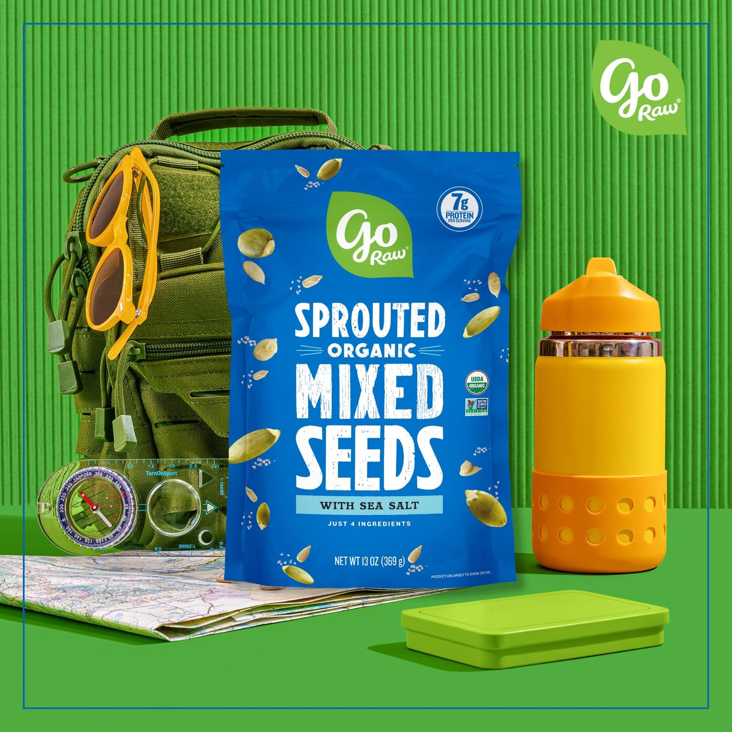 Go Raw Mixed Seeds, Pumpkin, Sunflower & Watermelon Seeds with Sea Salt, Bag Keto Vegan Gluten Free Snacks Organic, Mixed Salted