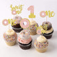 24 Pcs Donut One Cupcake Toppers Glitter Sweet One Donut Cupcake Picks Donut 1St Birthday Party Decorations For Sweet One Donut