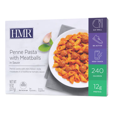 HMR Penne Pasta with Meatballs Entr  e | Pre-packaged Lunch or Dinner to Support Healthy Eating | Ready to Eat | 12g of Protein 