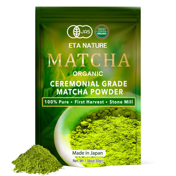 ETANATURE Premium Ceremonial Grade Matcha Powder - Matcha Green Tea Powder for Metabolism, Brain and Sleep - JAS Certified Match