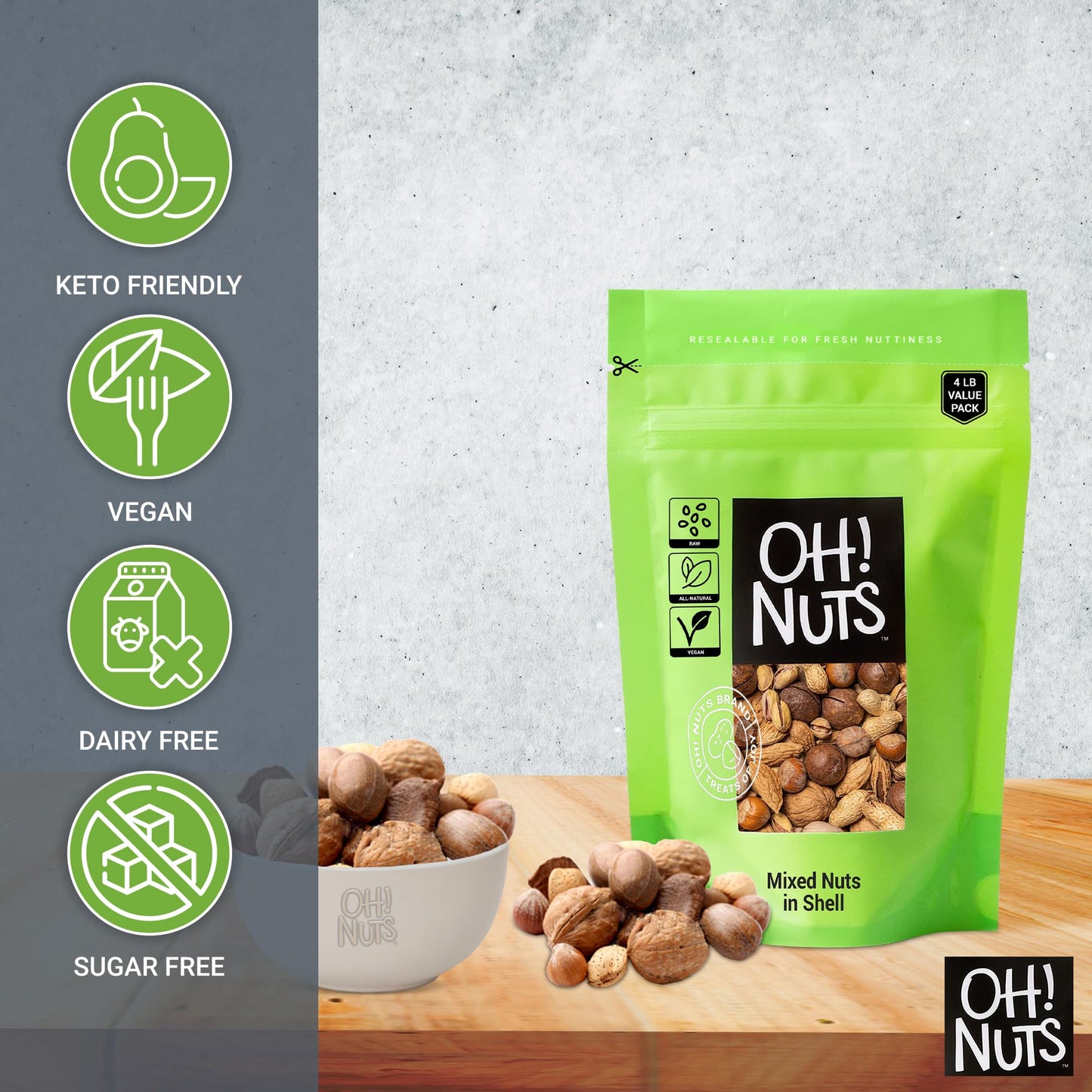 Mixed Nuts in Shell | Raw - 100% Natural | 4 lb | Jumbo-Sized Premium Shelled Nuts | Packed in New York Zip-Seal Bag for Excepti