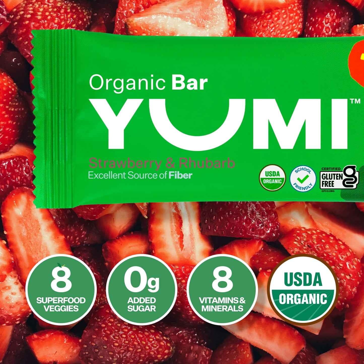 Yumi Organic Toddler Snacks Bars - Gluten-Free, No Added Sugar, 7+ Vegetables, Soft-Baked Crust, Yumi Bars Healthy Toddler Organ