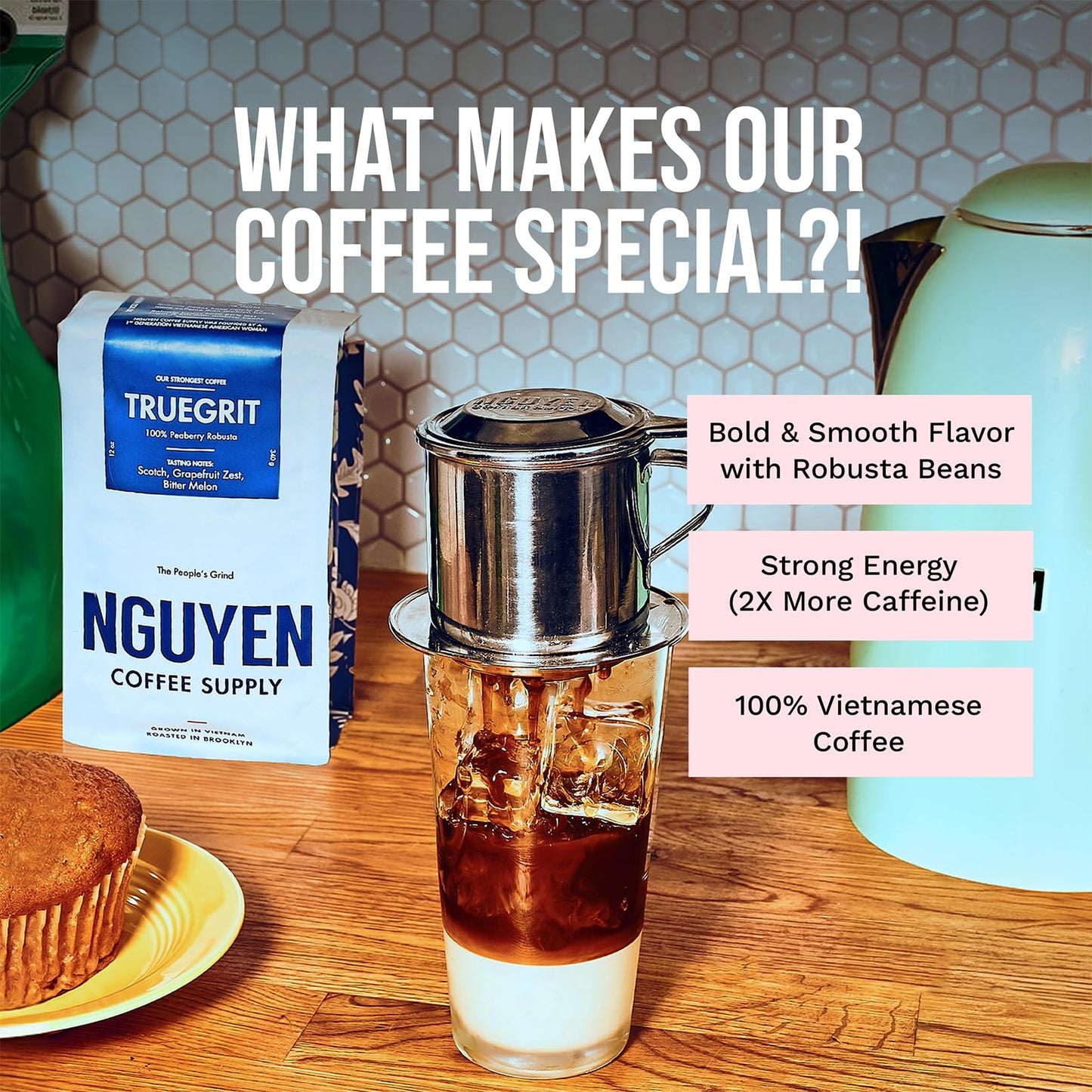 Nguyen Coffee Supply Truegrit Robusta Medium Roast Whole Coffee Beans 80 oz Single Origin Low Acid High Caffeine