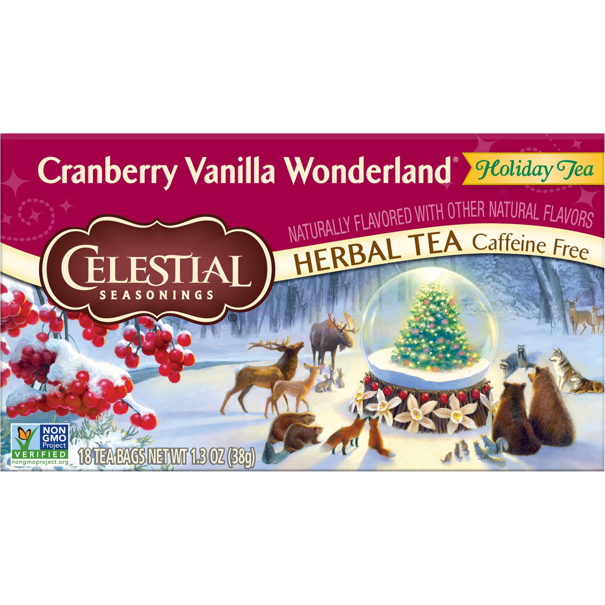 Celestial Seasonings Herbal Tea, Cranberry Vanilla Wonderland, 18 Count (Pack of 6), Natural Flavor