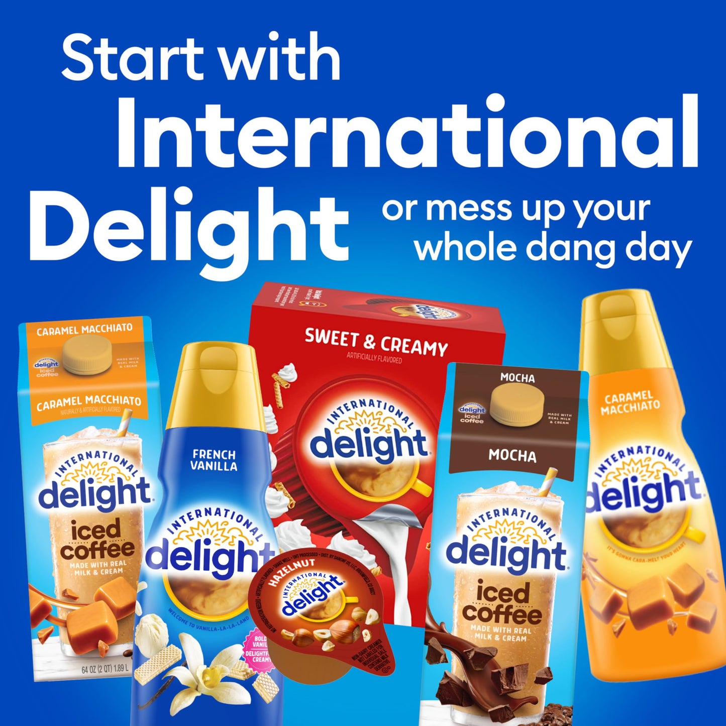 International Delight Coffee Creamer Singles, Sweet & Creamy, Shelf Stable Flavored Creamer, 24 Ct, 16 Fl Oz, Pre-Portioned Creamers