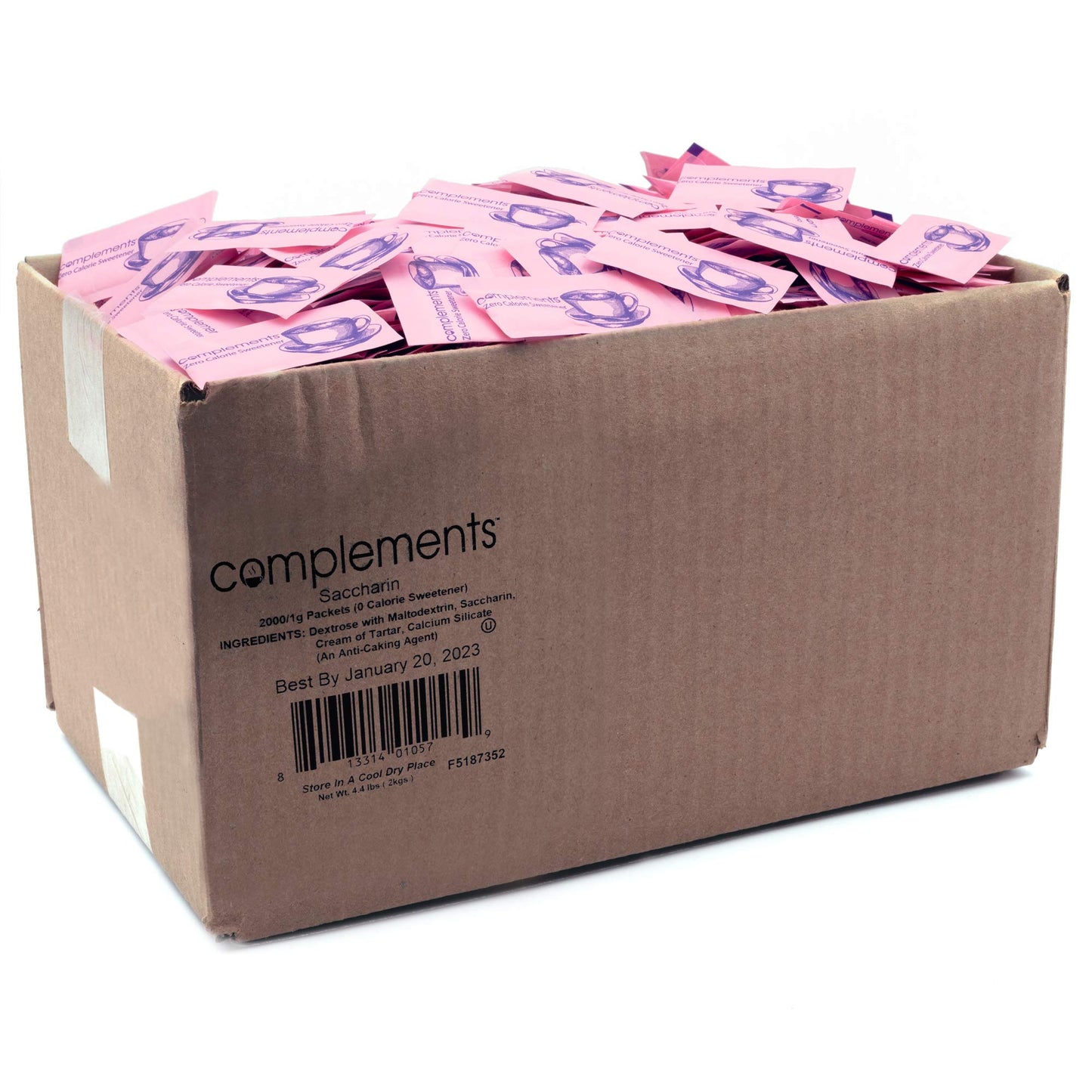 Complements Zero Calorie Saccharin Pink Sweetener Packets, 2000 Count