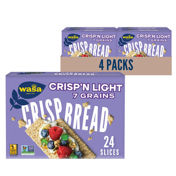 Wasa Crispn Light 7 Grains Crispbread, 4.9 Oz (Pack Of 4), Crackers, Non-Gmo Ingredients, 7 Grain Blend, 20 Calories Per Slice