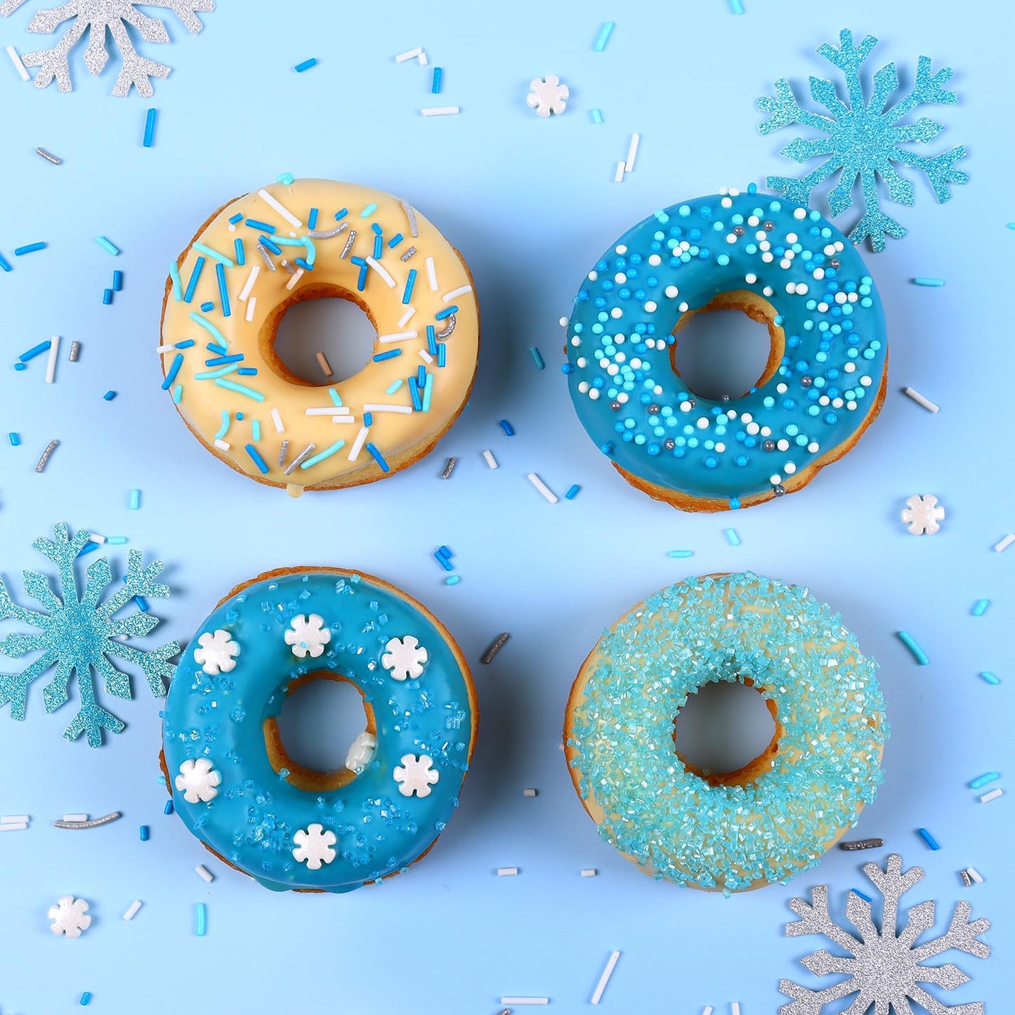Blue Sprinkles For Cake Decorating, Edible Winter Sprinkles Set For Cupcake Toppers, White Snowflake Sprinkles, Blue Sugar Sandi